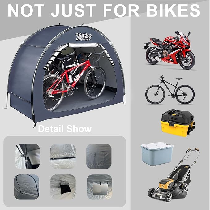 Bike Shed, Waterproof Bicycle Shelter, Outdoor Portable Bike Storage Shed Tent with 210D Oxford Fabric, Bicycle Cover Fits 2-3 Bikes (Blue)