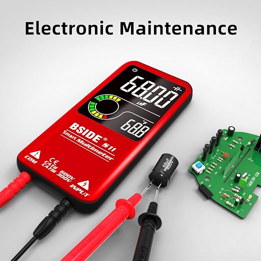 BSIDE Color LCD Digital Multimeter 3 Results Display 9999 Counts Auto-Ranging Ohmmeter, Rechargeable with Smart Mode, Capacitance Ohm Frequency Diode Duty Cycle Live Check Voltage Tester