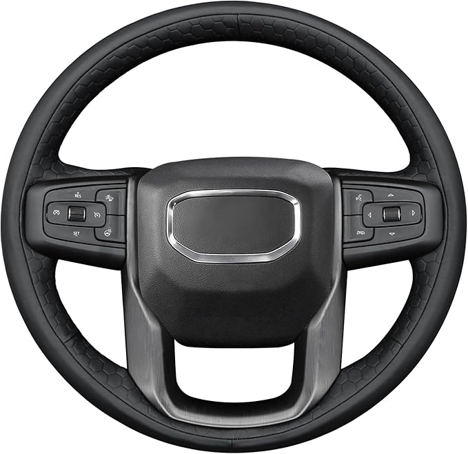 MEWANT DIY Stitching Car Steering Wheel Wrap Cover for GMC Sierra 1500 2019-2023 / Sierra 1500 Limited 2022 / Sierra 2500 2020-2024 / Sierra 3500 2020-2024 / Yukon (XL) 2021-2023 Accessories(3D Style)