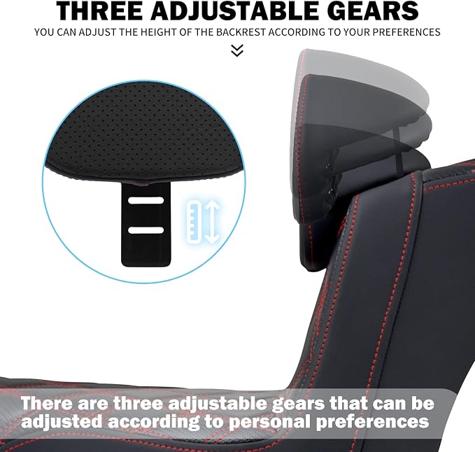 Motorcycle Seat Driver Passenger Seat with Backrests for Harley Low Rider Low Rider S ST 2018-up (Black with red stitching)