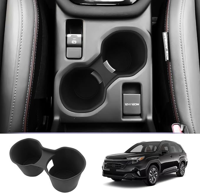 LUWU Forester 2026 Center Console Cup Holder Compatible with 2025 2026 Subaru Forester Accessories Premium TPE Cup Holder Spill-Proof Cups Holders Insert (Not for 2026+ Touring/Wilderness/Premium)