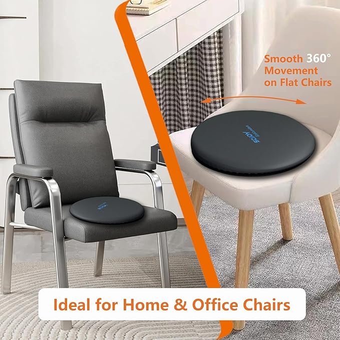 Sojoy iGelComfort Deluxe Gel Swivel Seat Cushion with Supportive Memory Foam 360 Degrees Rotating Seat Cushion for Home,Stool Chair,Office (Black, 15.5 * 15.5 * 2.5)