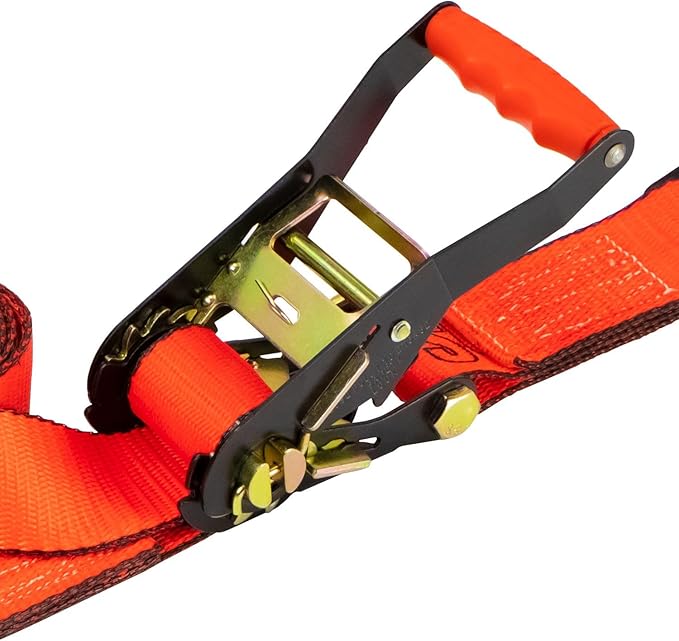 VULCAN Ratchet Strap with Wire Hooks - 2 Inch x 30 Foot - PROSeries - 3,300 Pound Safe Working Load