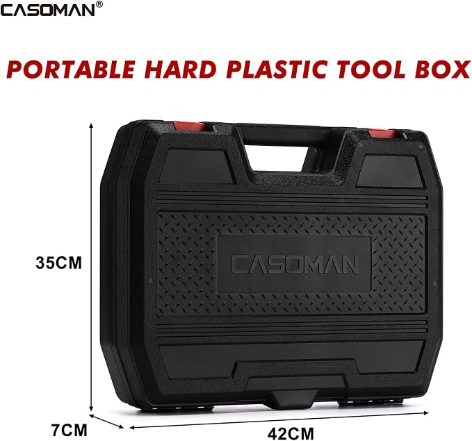 CASOMAN 15-Piece 3/4" Drive Shallow Spindle Axle Nut Impact Socket Set, 6-Point, Standard Large Socket Set, Metric (17mm -55mm), CR-MO Steel, with Storage Case