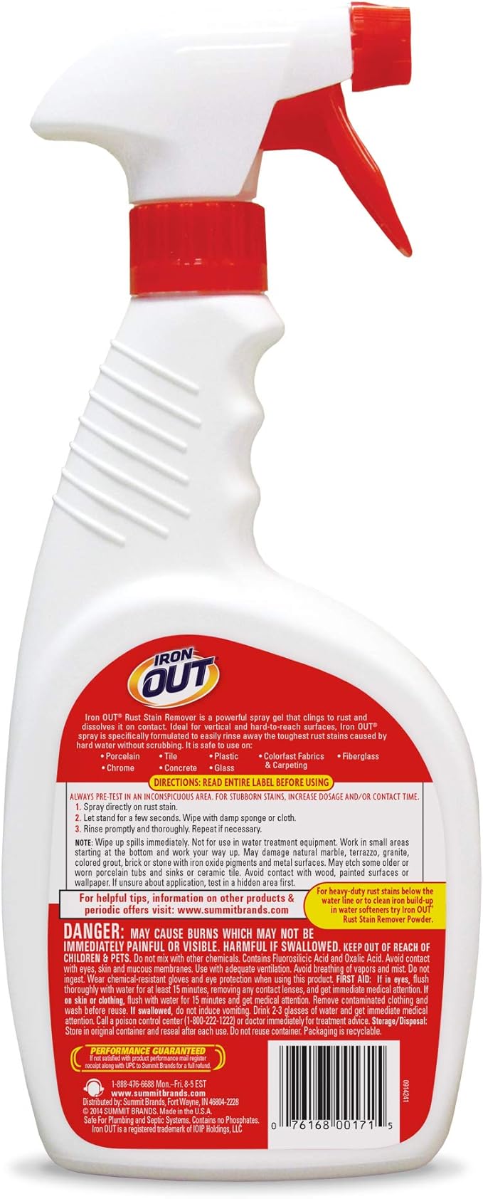 Iron OUT Rust Stain Remover Gel Spray, 24 fl oz Bottle 6-Pack
