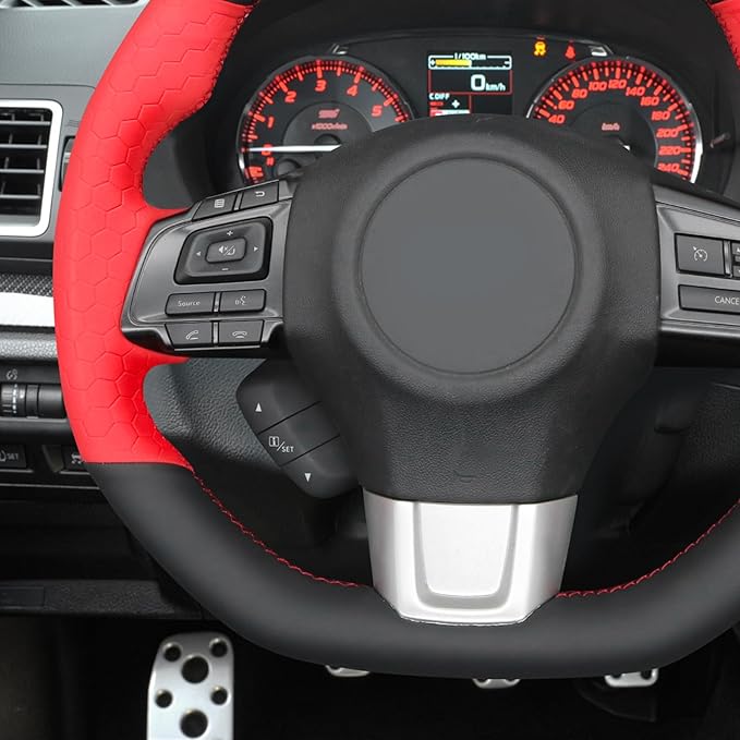 MEWANT Hand Stitch Steering Wheel Cover Wrap for Subaru WRX 2015-2021 / WRX STI 2015-2021 Steering Wheel Accessories for Subaru WRX