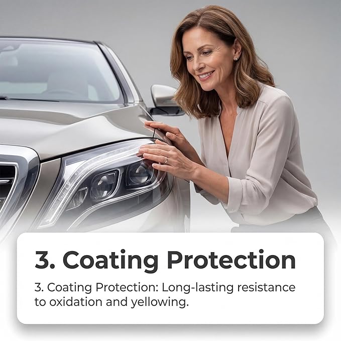 Anti-Yellowing and Oxidation Headlight Restoration kit, No Power Tools Required, Restoring to Like-New Condition, Covers 2-3 Vehicle Headlight Treatments (2)