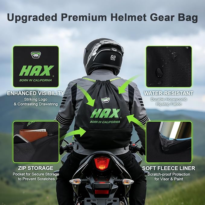 HAX Obsidian Dual Visor Full Face Motorcycle Helmet DOT/ECE 22.06 Approved, Pinlock & Bluetooth Ready, Aerodynamic Spoiler for Powersports Street Bike Racing, Unisex Adult (Matte Black Silver, XL)