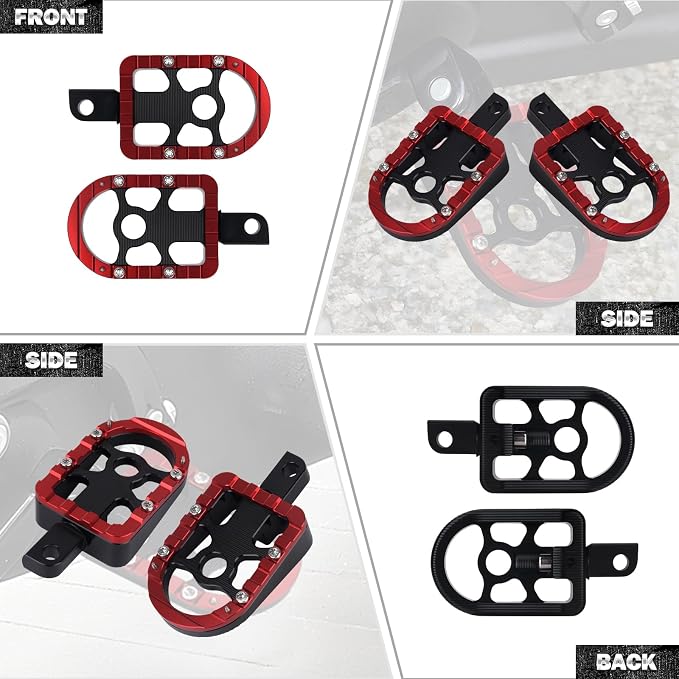 Motorcycle Floorboards Passenger Footboards Wide Foot Pegs Board Pedal Compatible with Touring Electra Road Street Glide Softail Road King Red Edge