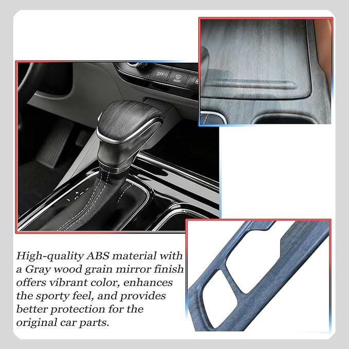 Gear Shift Cover,for Kia Telluride 2020 2021 2022 2023 2024 2025 2026,Car Center Console Gear Shift Knob Cover Trim Cap - Gray Wood Grain