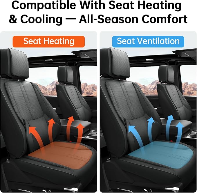W&PMAX Custom-Fit Seat Covers for Ford F-150 Crew Cab (2015–2025), Full Set Full-Wrap Waterproof Leather Truck Seat Covers, Compatible with Heated & Cooling Seats, OEM Fit – Black