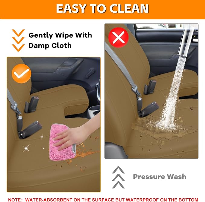 Truck Bench Seat Cover Compatible with 2005-2014 Toyota Tacoma with Large Notched, Tan