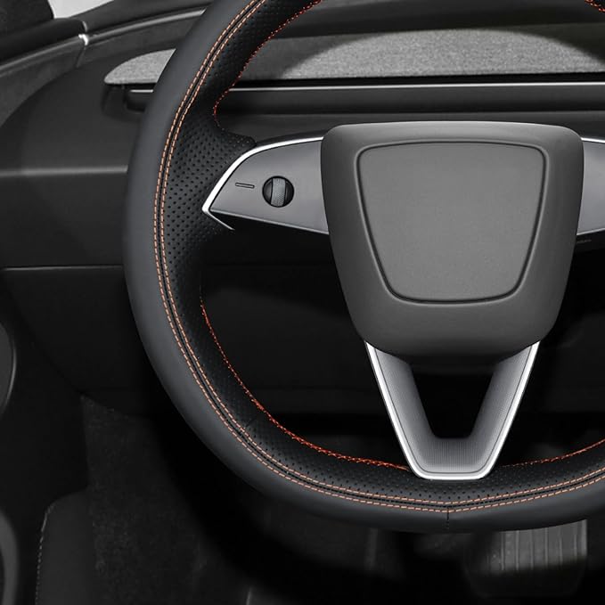 MEWANT Hand Sewn Steering Wheel Cover for Tesla Model Y Juniper Tesla Model 3 Highland 2025 DIY Steering Wheel Wrap