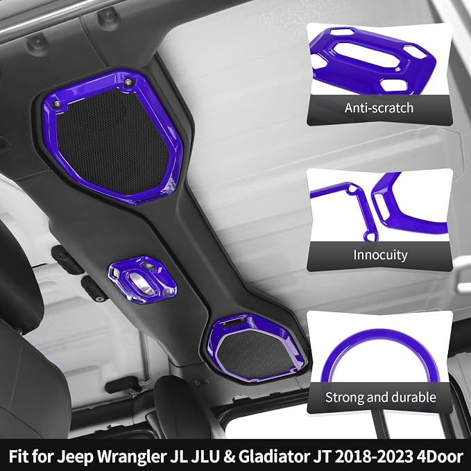 21PCS Purple Interior Trim Kits Fit for 2018-2023 Jeep Wrangler JL JLU & Gladiator JT 4Door Interior Decor Accessories Dashboard AC Headlight Switch Roof Speaker Inner Door Bowl Steering Button Frame