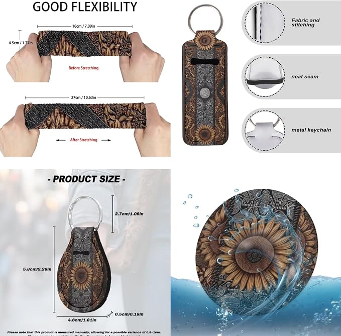 Sunflower Print Car Seat Cover Full Set with Steering Wheel Covers Auto Seat Belt Pads Auto Armrest Pad Car Rear View Mirror Protector Universal Fits, 15 Pack, Brown