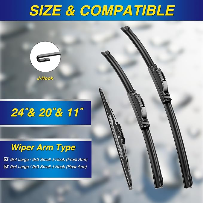 5 PLUS Silicone Windshield Wipers Replacement for 2024-2018 Buick Enclave /2021-2017 Cadillac XT5 Wiper Blades(3 PCS),Water Repellent Automotive Replacement Windshield Wiper Blades -24"/20"/11"