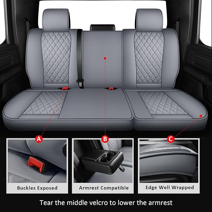 MIROZO Chevy Silverado GMC Sierra Seat Covers,Waterproof Truck Seat Covers Leather Seat Protector Fits for 2007-2013 and 2019-2026 Chevy Silverado GMC Sierra 1500 2500HD 3500HD Crew Cab