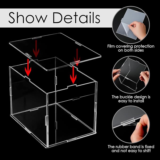 2 Pack Mini Helmet Display Case Clear Acrylic Football Baseball Helmet Display Box Holder Transparent Cube Organizer Stand for Collecting Sports Memorabilia Toy 7.3 x 5.4 x 5.4''