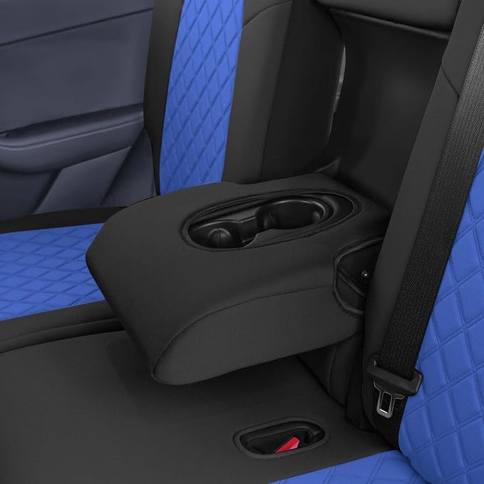 FH Group Custom Fit Car Seat Covers Specifically Made for 2020-2025 Tesla Model Y Ultraflex Neoprene Water Resistant Automotive Seat Covers - Full Set Blue
