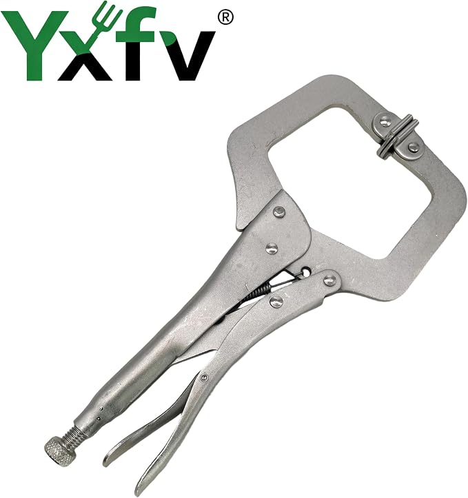 11" C Clamp Locking Pliers, 5-Pack Heavy-Duty | Universal for wood/metal/auto work, 11" regular tip, easy-release trigger, heat-treated steel, 5-pack.