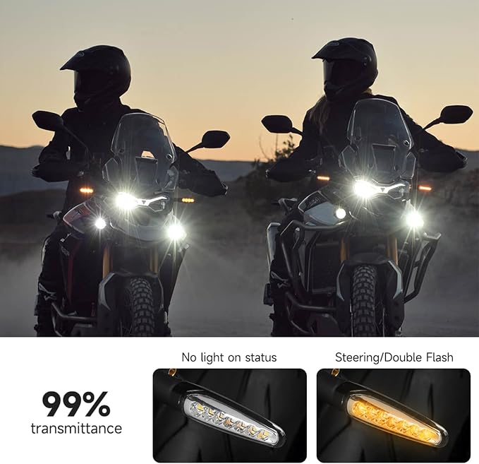 2PCS Motorcycle Flowing Turn Signal Lights LED Indicator for Street Triple S 660cc / Street Triple R RS/Speed Triple 1200 RS/Tiger 765 900 Front and Rear Universal Turn Signal Lamps