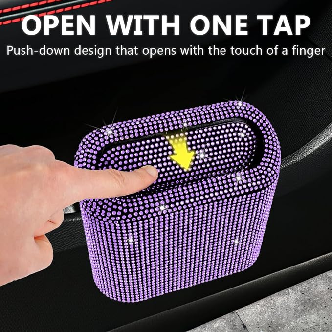 eing Car Trash Can with Lid, Mini Vehicle Garbage Organizer & Car Organizers and Storage Purse Holder