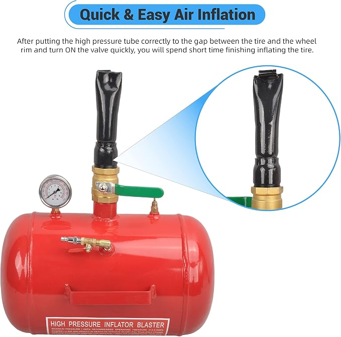 5 Gallon Air Tire Bead Seater 110 PSI Blaster Tool Seating Tire Inflator with Gauge by GESEXI - Car Truck ATV Tire Inflator Tank,Red