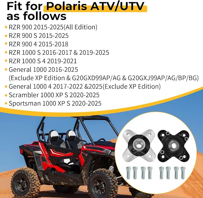 M MATI 2PCS Front/Rear Wheel Hub for Polaris RZR 900 1000 General 1000 2015-2025 Sportsman Scrambler 1000 XP S 2020-2025 5141366-458 5142019-458 5139177-458 5139978-458 5143633-458