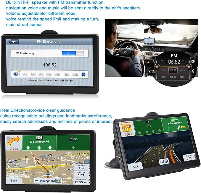 Car GPS Navigation GPS Navigation for Truck & RV & Car, Driver Alerts, Turn-by-Turn Directions, 2025 Map and Free Update Map