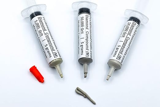 TechDiamondTools Kit of 3 Diamond Polishing Compound Polishing Paste USA Made 5000 14000 50000 Grit for Marble Glass Metal Rock Jewelry Resin Silver Gemstone with 25% Diamond Powder