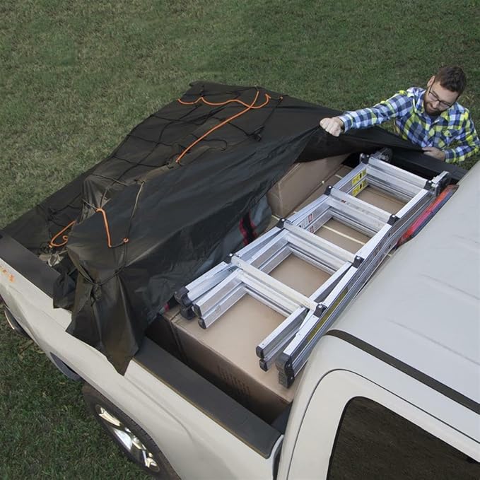 Rightline Gear Weatherproof Truck Bed Cargo Net with Built-in Tarp, 8.8 by 10 Feet