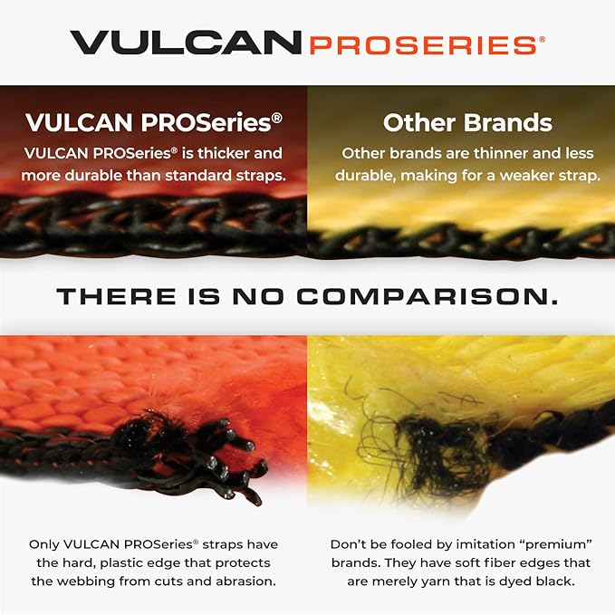 VULCAN Ratchet Strap with Wire Hooks - 2 Inch x 30 Foot - PROSeries - 3,300 Pound Safe Working Load