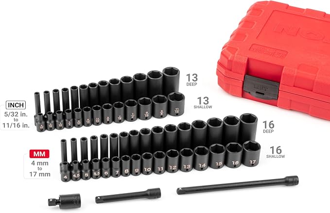 TEKTON 1/4 Inch Impact Socket Set, 61-Piece | SID90403