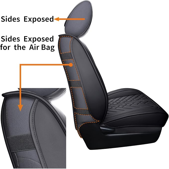 Tomatoman Tacoma Front Seat Covers Compatible with Toyota Tacoma 2005-2022 2023 2024 2025 2026 Trucks Access Crew Extended Double Cab TRD Sports SR V6 Heavy Duty Car Cushions(2 PCS Front/Black)