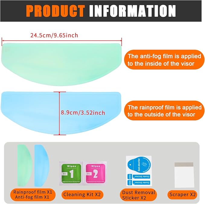 Universal Anti-Fog Film & Rainproof Film for Helmet Visor,Helmet Visor Protector Anti Fog Waterproof Sticker for Cold Mornings and Rainy Days