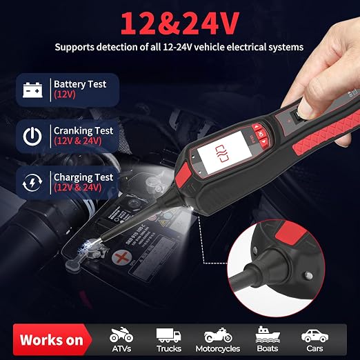 P150 Automotive Circuit Tester, 6-30V Power Circuit Probe Kit, Car Electrical Diagnostic Tool with AC/DC Voltage Test, Component Activation, Short Circuit Locator for 12V 24V Vehicles