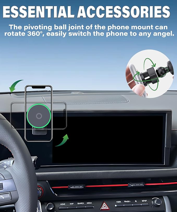 Car Phone Holder for Hyundai Sonata 2024 2025 2026 Accessories Apply to 12.3 Inch Touch Screen 15W Fast Wireless Charger Screen Fixed Clip Cell Phone Mount