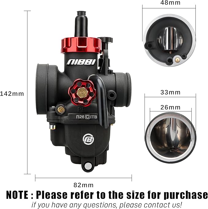 NIBBI 26mm Carburetor with Carb Jets for 4 Stroke 150cc-200cc Engines Motorcycle, Fit For YAMAHA blaster 200 Honda Apollo Dirt Bike Mini Bike SSR KYMCO TAOTAO GY6 Scooter
