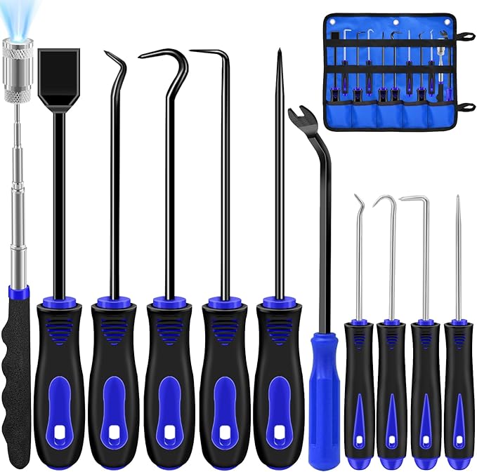 11 Pcs Pick Set Mechanic, Automotive Pick Tool for Car Oil Seal/O-Ring Seal Hoses Puller Remover Gasket Scraper Magnet Pickup Tool