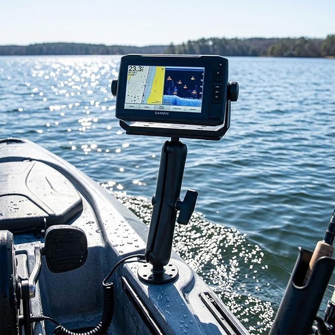 xik 1.5" Ball Long Arm Fish Finder Mount, Aluminum Alloy Marine Electronic Mount, Round Base with 1.5 inches / 38mm / C Size Ball Adapters, Compatible with Garmin, Lowrance, Humminbird and More