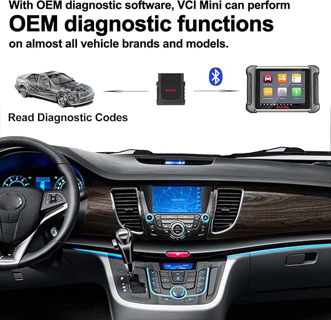 Autel MaxiVCI VCI Mini OBD2 Scanner Bluetooth Universal Communication Interface Equipment OEM Diagnostic Functions Work with Autel Scanner MK808BT MK808TS MX808TX MP808TS MS906S TS608