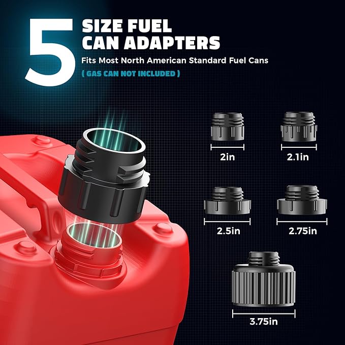 DIYtoolifz 5 GPM Cordless Fuel Transfer Pump Compatible with Makita 18V Batteries, Portable Gas Can Pump with 51" Hose, 5 Adapters, Gas Pump for Diesel, Gasoline (Bare Tool)