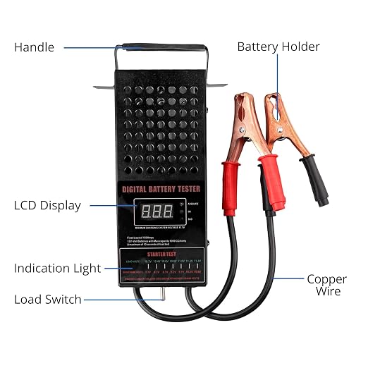 6/8/12/14/16/24V Battery Load Tester Automotive Battery Analyzer Car Battery Tester Voltmeter Tester with LCD Display,Cable Clamps