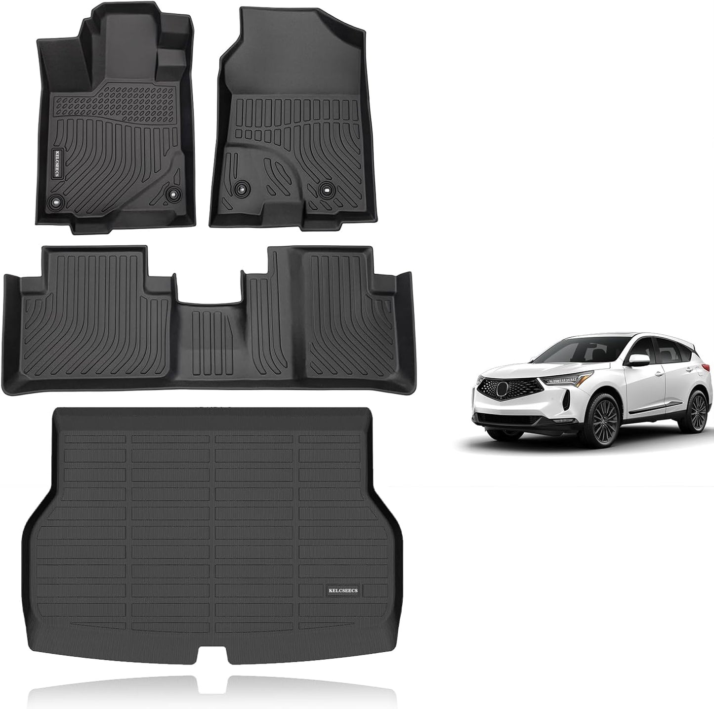KELCSEECS® Floor Mats & Cargo Liner Custom for Acura RDX 2013 2014 2015,All Weather Protection TPE Floor Liners Front& Rear Row Full Set RDX Accessories Black