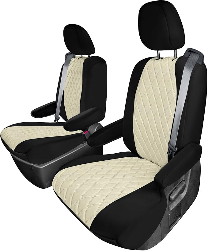 FH Group Custom Fit Car Seat Covers Specifically Made for Toyota Sienna 2021-2024, Beige Ultraflex Neoprene 2nd Row Set Automotive Seat Covers, 7 Seater SUV Seat Covers, Toyota Accessories
