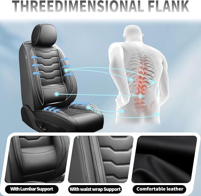 Fit Accord Car Seat Covers Premium Leather for Honda Accord 2010-2025 2026. Waterproof， Anti-Slip, Scratch-Resistant & All-Weather Seat Cushion Protector (Full Set, Black)