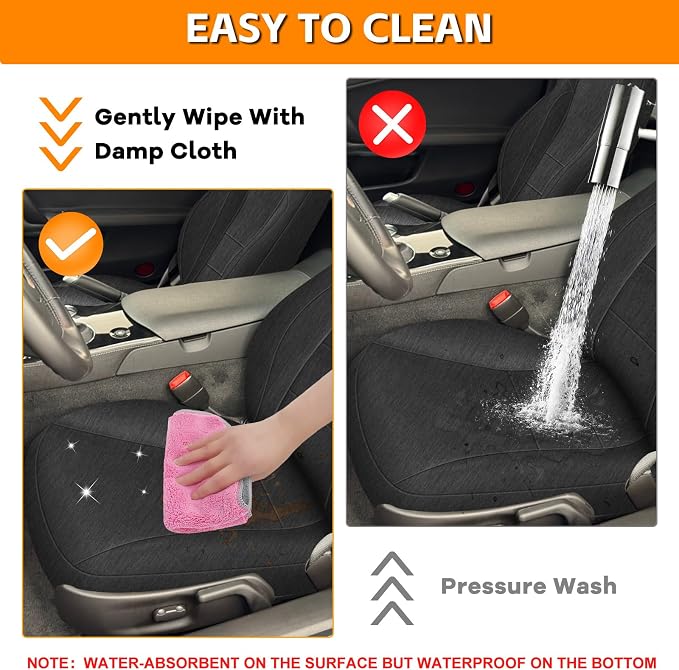 Front Seat Covers Compatible with 2005-2013 Chevy Corvette C6 (Not for Grand Sport), Heavy Duty Cationic Linen Fabric Seat Protector