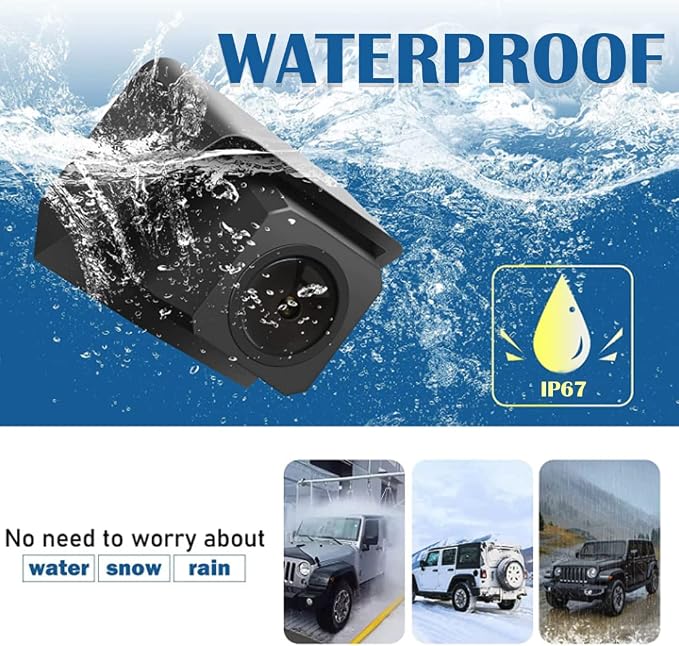 Car Backup Camera Reverse Rear View Spare Tire Mount Camera Kit Compatible with Jeep Wrangler JK 2007-2018 W/Wire Adapter Waterproof Wide Angle Guidelines