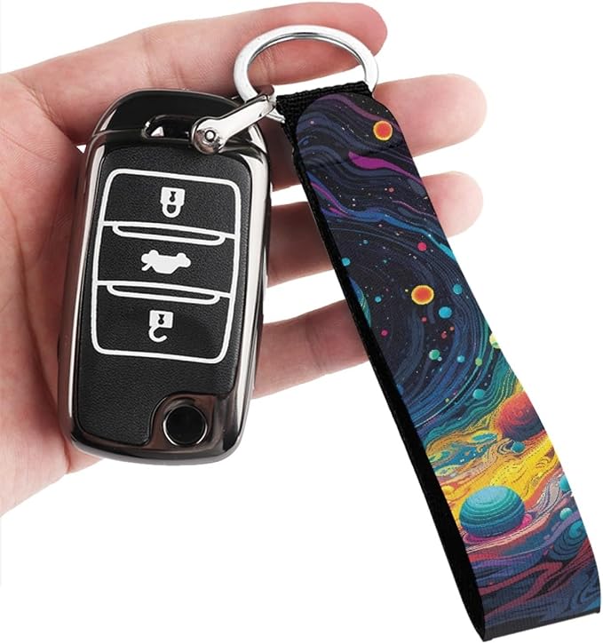 Howilath Psychedelic Space Planet Print Car Seat Covers/Steering Wheel Cover/Seatbelt Pads/Coasters/Keychain/Armrest Cushion, 10pcs Auto Interior Accessories