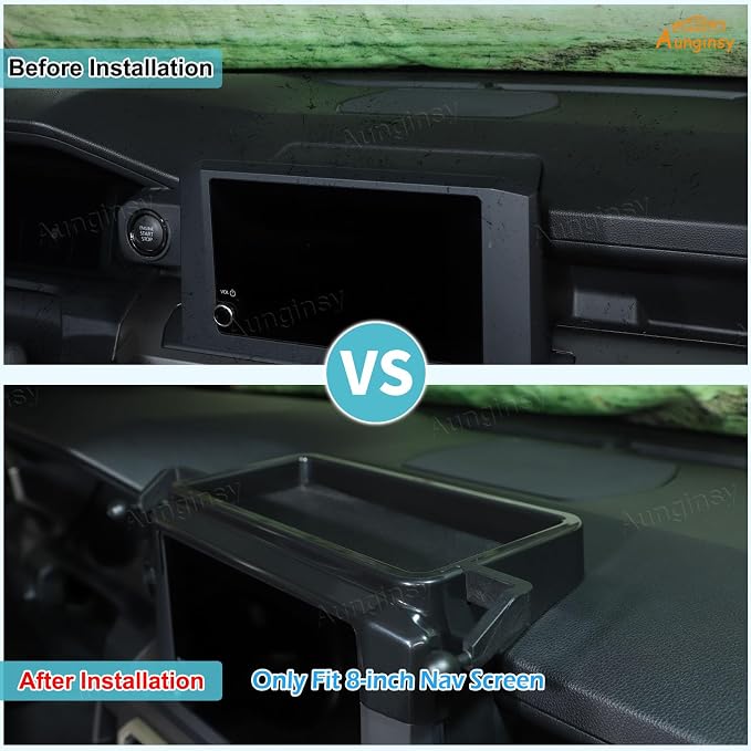 Aunginsy Center Console Dash Storage Tray Compatible with Toyota Tacoma 2024 2025 2026, Car Dashboard Storage Box Organizer Holder Insert Mounted Tray ABS Interior Accessories, Only Fit 8-inch Screen